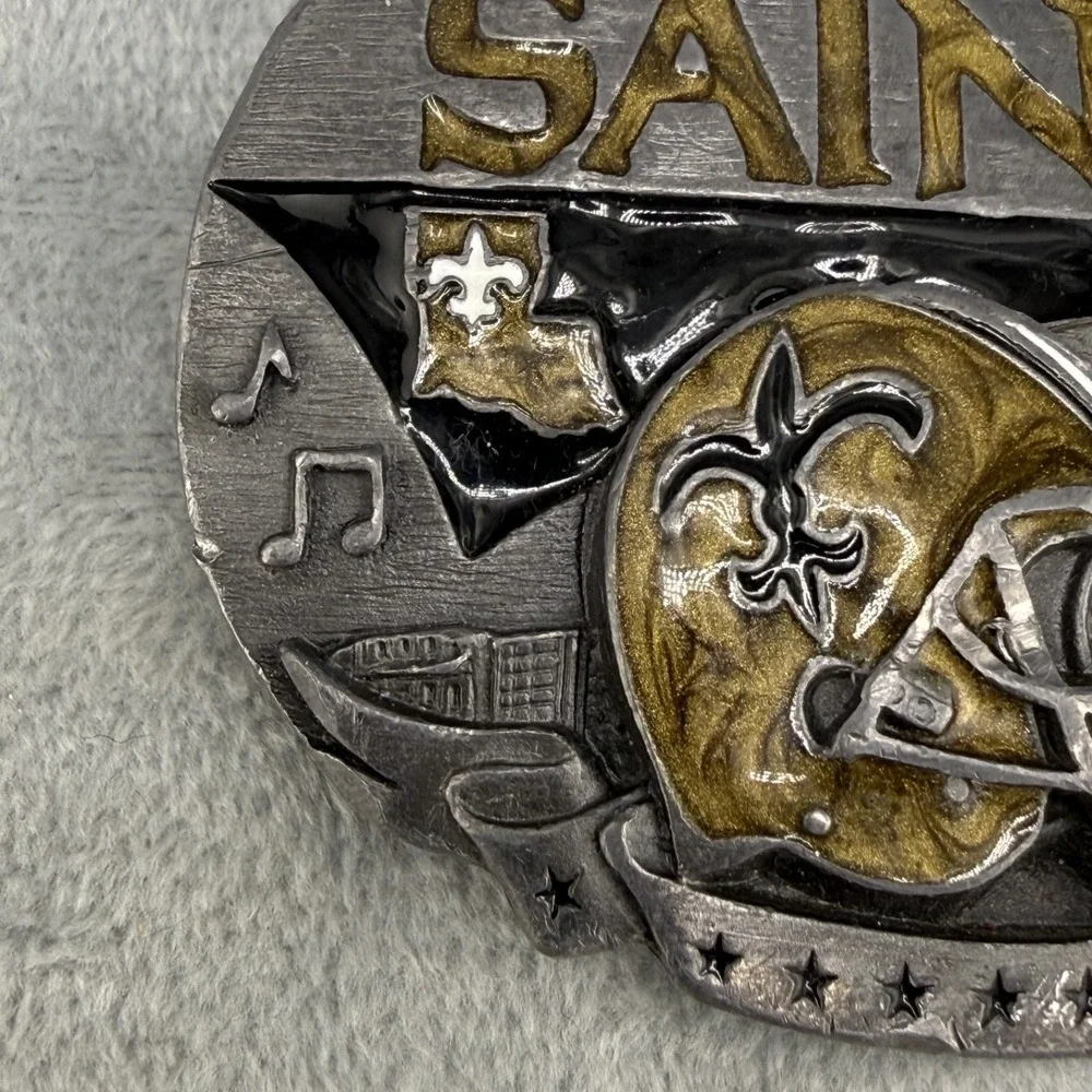 Vintage New Orleans Saints Belt Buckle Siskiyou  Silver‎ Tone Enamel